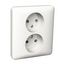 Exxact double socket-outlet unearthed screwless white thumbnail 2