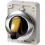 Illuminated selector switch actuator, RMQ-Titan, With thumb-grip, maintained, 2 positions (V position), yellow, Metal bezel thumbnail 2
