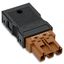 Shorting plug with assembled strain relief housing 3-pole brown thumbnail 2