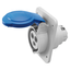 10° ANGLED FLUSH-MOUNTING SOCKET-OUTLET HP - IP44/IP54 - 2P+E 32A 200-250V 50/60HZ - BLUE - 6H - SCREW WIRING thumbnail 1
