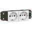 Socket Mosaic - 2 x 2P+E -for installation on trunking -automatic term -standard thumbnail 2