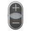Double actuator pushbutton, RMQ-Titan, Actuators and indicator lights non-flush, momentary, White lens, black, black, inscribed, Bezel: titanium, arro thumbnail 3