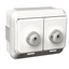 Exxact double socket-outlet w. lid and key-lock IP44 surface earthed screw white thumbnail 4