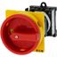 Main switch, T0, 20 A, rear mounting, 1 contact unit(s), 2 pole, Emergency switching off function, With red rotary handle and yellow locking ring, Loc thumbnail 20