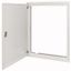 Flush-mounting trim ring with sheet steel door and locking rotary lever for 3-component system, W = 1200 mm, H = 1260 mm, white thumbnail 1