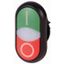 Double actuator pushbutton, RMQ-Titan, Actuators and indicator lights flush, momentary, White lens, green, red, inscribed, Bezel: black thumbnail 5