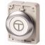 Pushbutton, RMQ-Titan, flat, momentary, White, inscribed, Front ring stainless steel, ON/OFF thumbnail 1