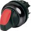 Illuminated selector switch actuator, RMQ-Titan, With thumb-grip, momentary, 2 positions, red, Bezel: black thumbnail 1