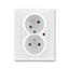 5593F-C02357 03 Double socket outlet with earthing pins, shuttered, with turned upper cavity, with surge protection thumbnail 1