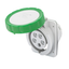 10° ANGLED FLUSH-MOUNTING SOCKET-OUTLET HP - IP66/IP67 - 3P+E 32A >50V 100-300HZ - GREEN - 10H - SCREW WIRING thumbnail 1