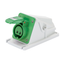 90° ANGLED SURFACE-MOUNTING SOCKET-OUTLET - IP44 - 3P 32A 20-25V and 40-50V 100-200HZ - GREEN - 4H - SCREW WIRING thumbnail 1