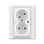 5593F-C02357 01 Double socket outlet with earthing pins, shuttered, with turned upper cavity, with surge protection thumbnail 1