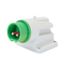 90° ANGLED SURFACE MOUNTING INLET - IP44 - 3P 16A 20-25V and 40-50V 50-60HZ - GREEN - 4H - SCREW WIRING thumbnail 2