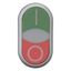 Double actuator pushbutton, RMQ-Titan, Actuators and indicator lights flush, momentary, White lens, green, red, inscribed, Bezel: titanium thumbnail 2