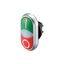 Double actuator pushbutton, RMQ-Titan, Actuators and indicator lights non-flush, momentary, White lens, green, red, inscribed, Bezel: titanium thumbnail 4