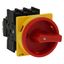 Main switch, P1, 40 A, flush mounting, 3 pole, Emergency switching off function, With red rotary handle and yellow locking ring, Lockable in the 0 (Of thumbnail 40