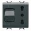 INTERLOCKED SWITCHED SOCKET-OUTLET - 2P+E 16A P17/P11 - WITH MINIATURE CIRCUIT BREAKER 1P+N 16A - 230V ac - 2 MODULES - SATIN BLACK - CHORUSMART. thumbnail 2