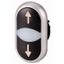Double actuator pushbutton, RMQ-Titan, Actuators and indicator lights non-flush, momentary, White lens, black, black, inscribed, Bezel: titanium, arro thumbnail 1