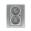 5593F-C02357 36 Double socket outlet with earthing pins, shuttered, with turned upper cavity, with surge protection ; 5593F-C02357 36 thumbnail 1