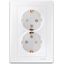Sedna - double socket-outlet with side earth - 16A shutters, white thumbnail 1