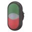 Double actuator pushbutton, RMQ-Titan, Actuators and indicator lights non-flush, momentary, White lens, green, red, Blank, Bezel: black thumbnail 2