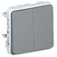 Switch Plexo IP 55 - 2 gang 2-way - 10 AX - 250 V~ - modular - grey thumbnail 1