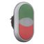 Double actuator pushbutton, RMQ-Titan, Actuators and indicator lights non-flush, momentary, White lens, green, red, Blank, Bezel: titanium thumbnail 12