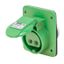 10° ANGLED FLUSH-MOUNTING SOCKET-OUTLET - IP44 - 2P 32A 20-25V and 40-50V 401-500HZ - GREEN - 11H - SCREW WIRING thumbnail 2