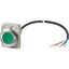 Illuminated pushbutton actuator, Flat, momentary, 1 N/O, Cable (black) with non-terminated end, 4 pole, 1 m, LED green, green, Blank, 24 V AC/DC, Meta thumbnail 2