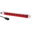 19"PDU for UPS, 8xUTE Red,2m-cable w.C14,10A-Fuse,1U,RAL7035 thumbnail 2