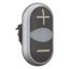 Double actuator pushbutton, RMQ-Titan, Actuators and indicator lights non-flush, momentary, White lens, black, black, inscribed, Bezel: titanium thumbnail 5