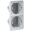 Splashproof double vertical flush-mounting box for two functions, grey thumbnail 2