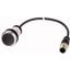 Pushbutton, Flat, momentary, 1 NC, Cable (black) with M12A plug, 4 pole, 1 m, black, Blank, Bezel: titanium thumbnail 1