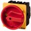 Main switch, P3, 63 A, flush mounting, 3 pole, 1 N/O, 1 N/C, Emergency switching off function, With red rotary handle and yellow locking ring, Lockabl thumbnail 1