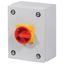 Main switch, P1, 32 A, surface mounting, 3 pole, 1 N/O, 1 N/C, Emergency switching off function, With red rotary handle and yellow locking ring, Locka thumbnail 6