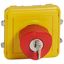 Emergency stop button Plexo IP 55-with key-N/C+N/O contact- modular-grey/yellow thumbnail 2