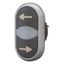 Double actuator pushbutton, RMQ-Titan, Actuators and indicator lights non-flush, momentary, White lens, black, black, inscribed, Bezel: titanium, arro thumbnail 6