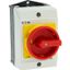 Main switch, T0, 20 A, surface mounting, 4 contact unit(s), 6 pole, 2 N/O, Emergency switching off function, With red rotary handle and yellow locking thumbnail 12