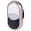 Double actuator pushbutton, RMQ-Titan, Actuators and indicator lights non-flush, momentary, White lens, white, black, Blank, Bezel: titanium thumbnail 1