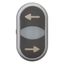 Double actuator pushbutton, RMQ-Titan, Actuators and indicator lights non-flush, momentary, White lens, black, black, inscribed, Bezel: titanium, arro thumbnail 4