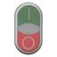 Double actuator pushbutton, RMQ-Titan, Actuators and indicator lights flush, momentary, White lens, green, red, inscribed, Bezel: titanium thumbnail 4