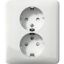 Exxact double socket-outlet earthed screwless white project pac thumbnail 2