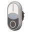 Double actuator pushbutton, RMQ-Titan, Actuators and indicator lights flush, momentary, White lens, white, black, inscribed, Bezel: titanium thumbnail 4