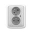 5593A-C02357 S Double socket outlet with earthing pins, shuttered, with turned upper cavity, with surge protection thumbnail 1