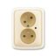 5593A-C02357 C Double socket outlet with earthing pins, shuttered, with turned upper cavity, with surge protection thumbnail 1