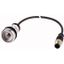 Pushbutton, Flat, momentary, 1 NC, Cable (black) with M12A plug, 4 pole, 0.2 m, Without button plate, Bezel: titanium thumbnail 1