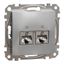 Double DATA Outlet CAT 6A STP, Sedna Design & Elements, RJ45, Aluminium thumbnail 3