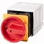 Main switch, T5, 100 A, flush mounting, 6 contact unit(s), 9-pole, 2 N/O, 1 N/C, Emergency switching off function, With red rotary handle and yellow l thumbnail 1