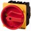 Main switch, P3, 100 A, flush mounting, 3 pole + N, 1 N/O, 1 N/C, Emergency switching off function, With red rotary handle and yellow locking ring, Lo thumbnail 1