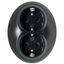 Renova - double socket outlet - 2P + E - 16 A - 250 V AC - black thumbnail 2
